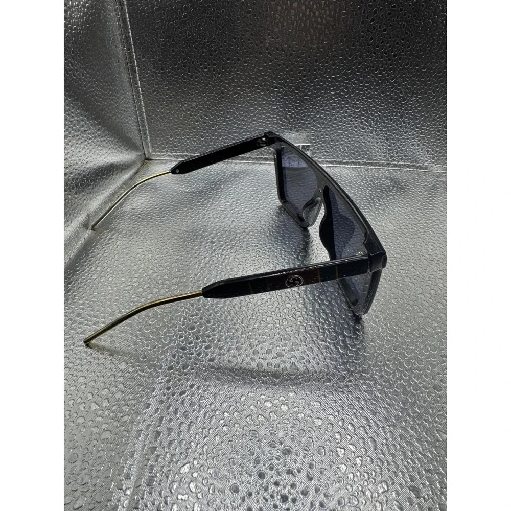 Gucci Oversized Flat Top Sunglasses Black Web Stripe Interlocking G GG0121S